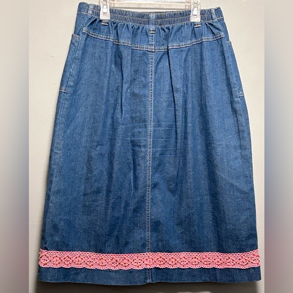 Denim & Co. Midi Pull-On w/Drawstring Waistband Denim Skirt    Size Medium - Picture 2 of 6